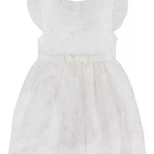 Blueberi Boulevard White Embroidered Flutter Sleeve Kids Formal Dress
